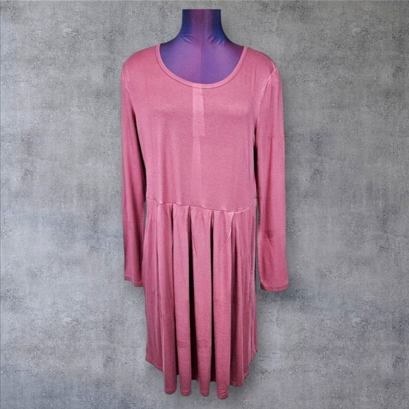 Auselily Raspberry Lightweight Long Sleeve Pleated Skirt Dress Size XL Women's - Picture 1 of 9